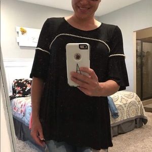 Pearl beaded black top